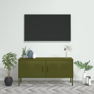 vidaXL TV-benk olivengrønn 105x35x50 cm stål