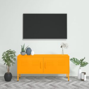 vidaXL TV-benk sennepsgul 105x35x50 cm stål