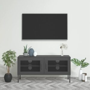 vidaXL TV-benk antrasitt 105x35x50 cm stål