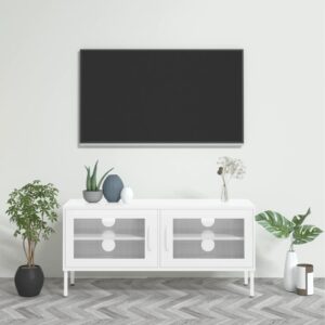 vidaXL TV-benk hvit 105x35x50 cm stål