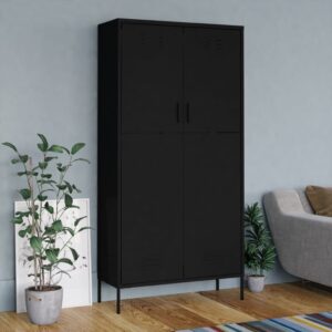 vidaXL Garderobe svart 90x50x180 cm stål