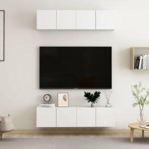 vidaXL TV-benker 4 stk hvit 60x30x30 cm konstruert tre