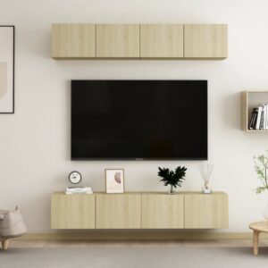 vidaXL TV-benker 4 stk sonoma eik 80x30x30 cm konstruert tre