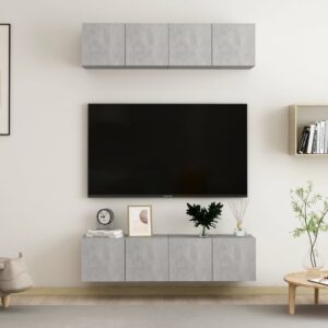 vidaXL TV-benker 4 stk betonggrå 60x30x30 cm konstruert tre