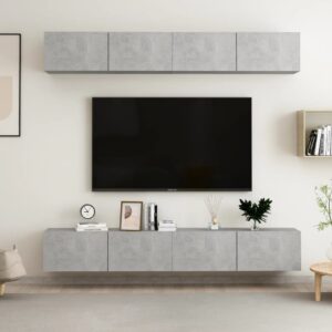 vidaXL TV-benker 4 stk betonggrå 100x30x30 cm konstruert tre