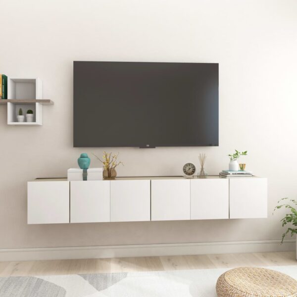 vidaXL Hengende TV-benker 3 stk hvit og sonoma eik 60x30x30 cm