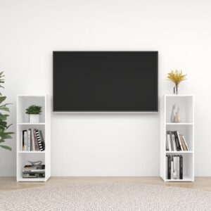 vidaXL TV-benker 2 stk hvit 107x35x37 cm konstruert tre