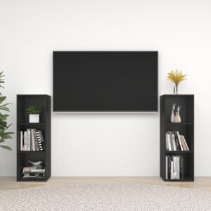 vidaXL TV-benker 2 stk svart 107x35x37 cm konstruert tre