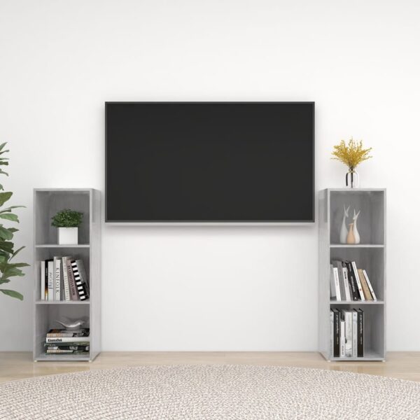 vidaXL TV-benker 2 stk betonggrå 107x35x37 cm konstruert tre