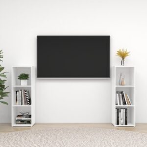 vidaXL TV-benker 2 stk høyglans hvit 107x35x37 cm konstruert tre