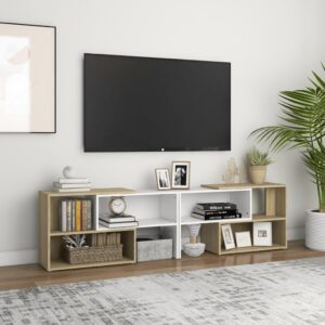 vidaXL TV-benk hvit og sonoma eik 149x30x52 cm konstruert tre