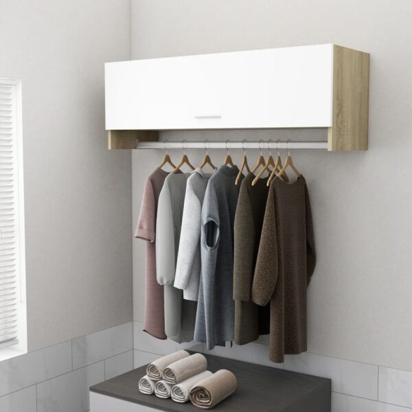 vidaXL Garderobe hvit og sonoma eik 100x32