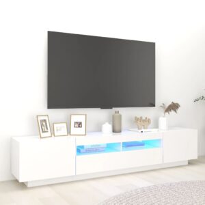 vidaXL TV-benk med LED-lys hvit 200x35x40 cm