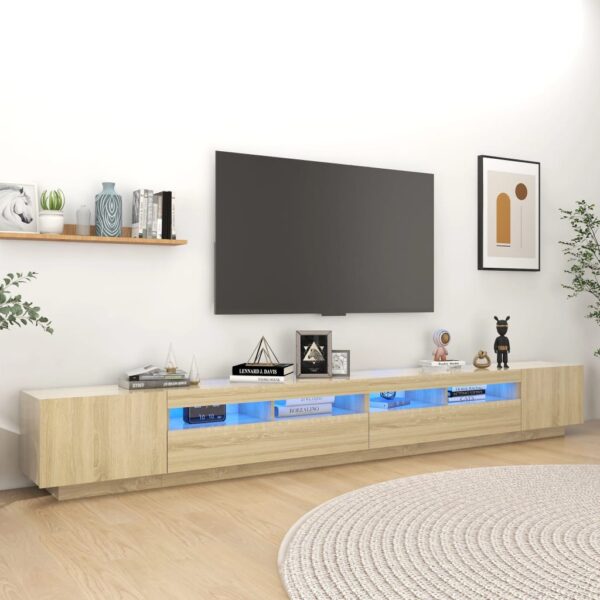 vidaXL TV-benk med LED-lys sonoma eik 300x35x40 cm