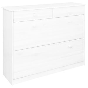 vidaXL Skoskap med 2 klaffer hvit 113x35x89 cm heltre furu