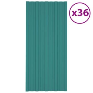 vidaXL Takplater 36 stk grønn 100x45 cm galvanisert stål