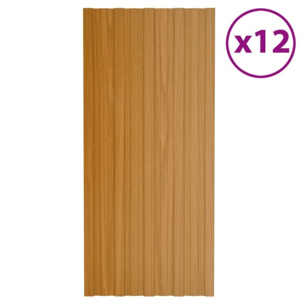 vidaXL Takplater 12 stk lyst tre 100x45 cm galvanisert stål