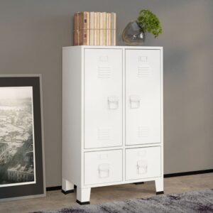 vidaXL Garderobe industriell stil hvit 67x35x107 cm stål