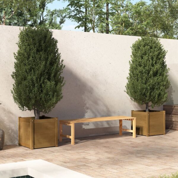 vidaXL Plantekasser 2 stk honningbrun 50x50x50 cm heltre furu