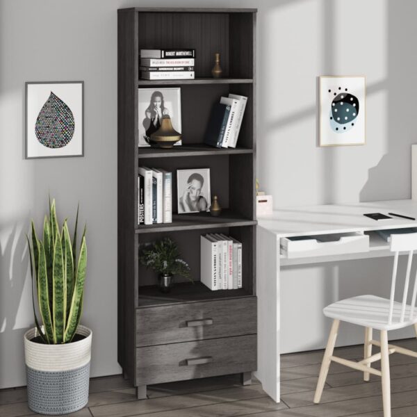 vidaXL Highboard HAMAR lysegrå 60x35x180 cm heltre furu