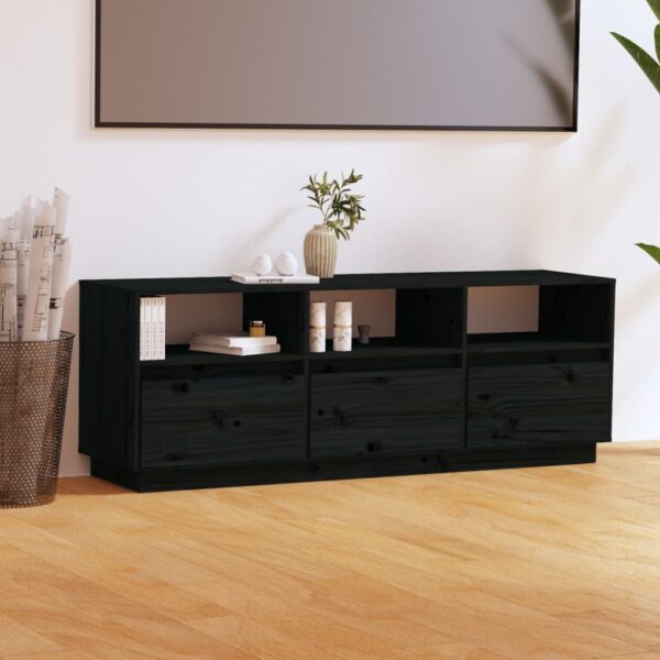 vidaXL TV-benk svart 140x37x50 cm heltre furu