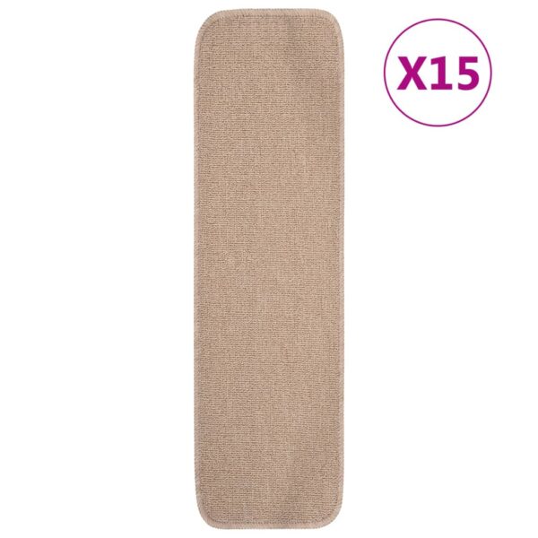 vidaXL Sklisikre trappematter 15 stk 75x20 cm beige rektangulær