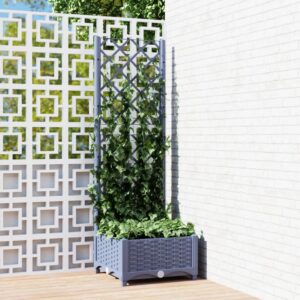 vidaXL Plantekasse med espalier mørkegrå 40x40x121