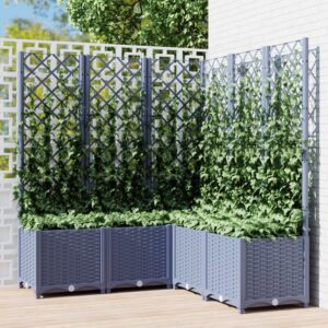 vidaXL Plantekasse med espalier mørkegrå 120x120x136 cm PP