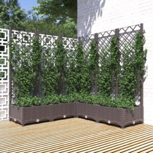 vidaXL Plantekasse med espalier brun 120x120x121