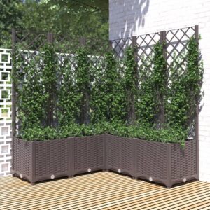 vidaXL Plantekasse med espalier brun 120x120x136 cm PP