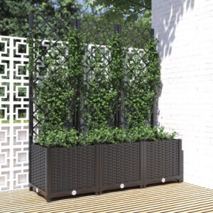 vidaXL Plantekasse med espalier svart 120x40x136 cm PP