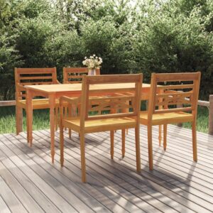 vidaXL Hagespisegruppe 5 deler heltre teak