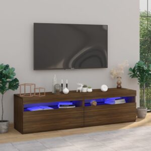 vidaXL TV-benk med LED-lys 2 stk brun eik 75x35x40 cm