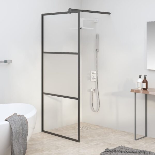 vidaXL Dusjvegg 90x195 cm halvfrostet ESG-glass svart