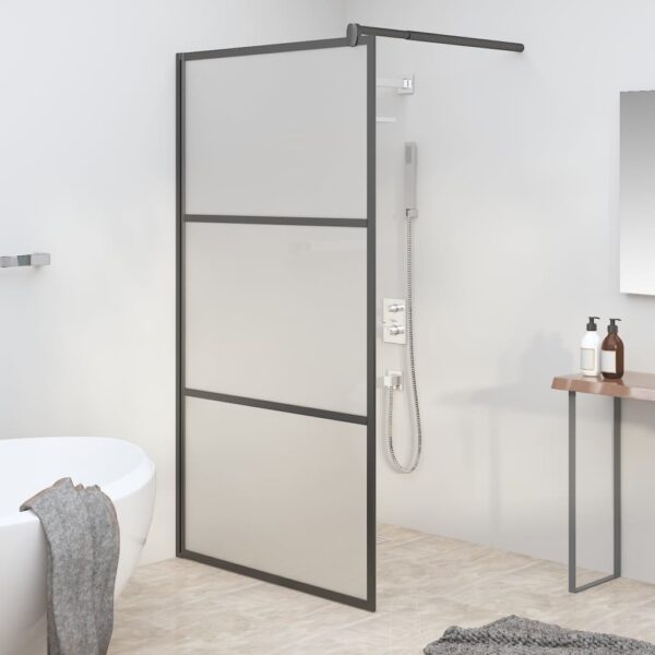 vidaXL Dusjvegg 100x195 cm frostet ESG-glass svart