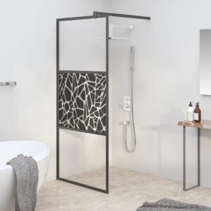 vidaXL Dusjvegg 80x195 cm ESG-glass med steindesign svart