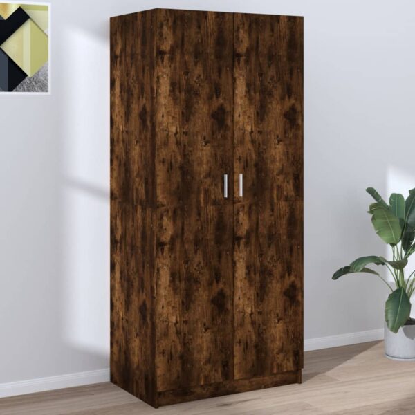 vidaXL Garderobe røkt eik 80x52x180 cm konstruert tre