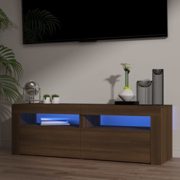 vidaXL TV-benk med LED-lys brun eik 120x35x40 cm