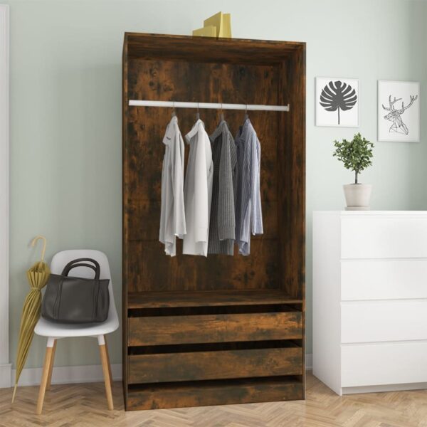 vidaXL Garderobe røkt eik 100x50x200 cm konstruert tre