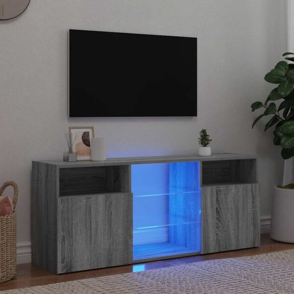 vidaXL TV-benk med LED-lys grå sonoma 120x30x50 cm