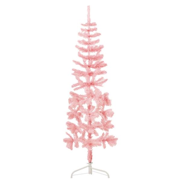 vidaXL Kunstig halvt juletre med stativ tynt rosa 120 cm