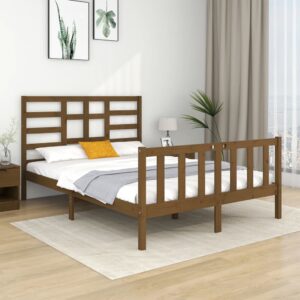 vidaXL Sengeramme honningbrun heltre 120x190 cm Small Double