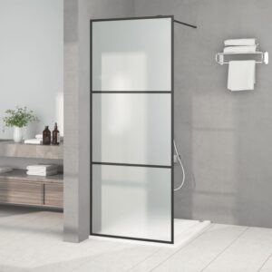 vidaXL Dusjvegg svart 80x195 cm halvfrostet ESG-glass