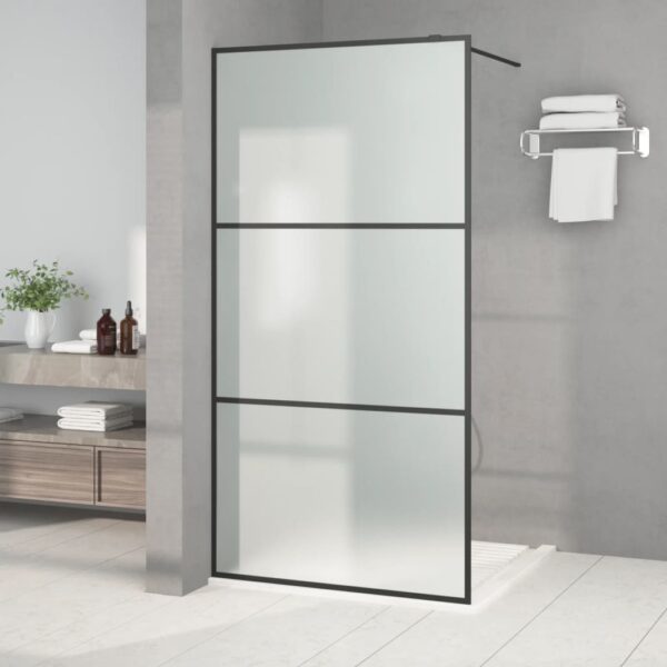 vidaXL Dusjvegg svart 100x195 cm frostet ESG-glass