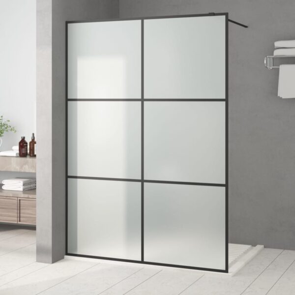 vidaXL Dusjvegg svart 140x195 cm frostet ESG-glass