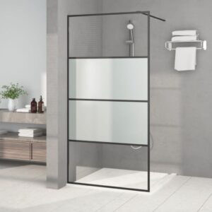 vidaXL Dusjvegg svart 100x195 cm halvfrostet ESG-glass