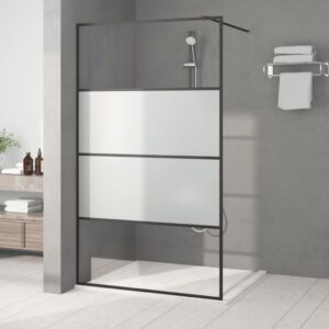 vidaXL Dusjvegg svart 115x195 cm halvfrostet ESG-glass