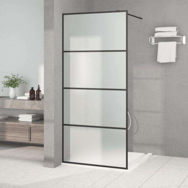 vidaXL Dusjvegg svart 90x195 cm frostet ESG-glass