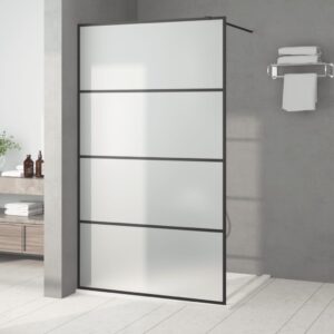 vidaXL Dusjvegg svart 115x195 cm frostet ESG-glass