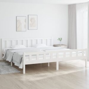 vidaXL Sengeramme hvit heltre 180x200 cm Super King